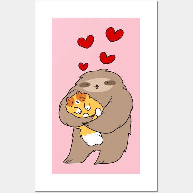 Sloth Loves Fluffy Kitten Wall Art by saradaboru